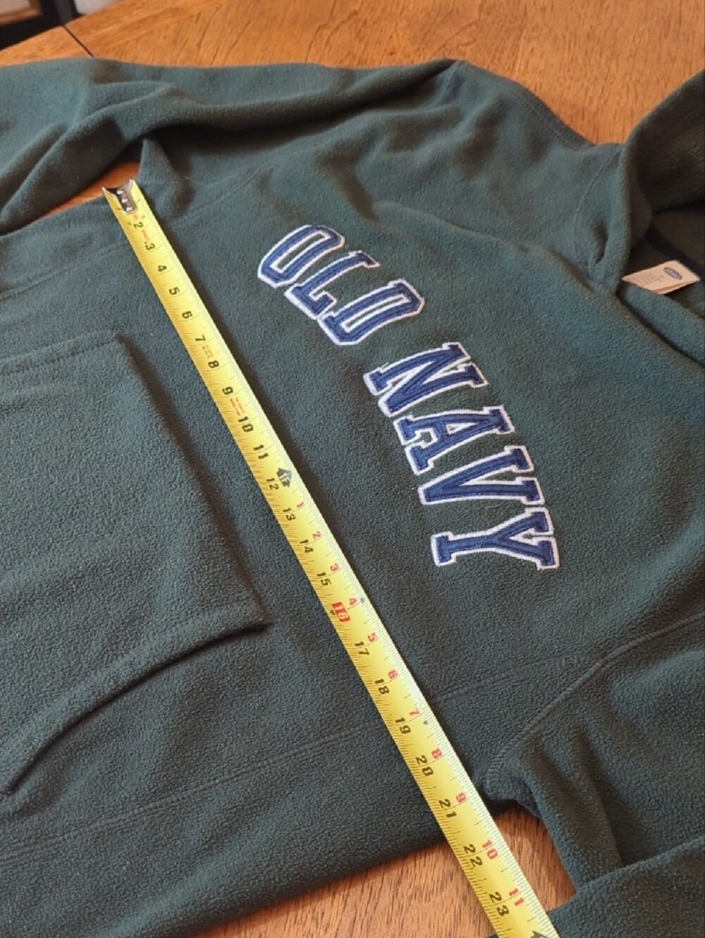Vintage 90s/Y2K Old Navy Forest Green Fleece Hoodie Gorpcore - Picture 4 of 6